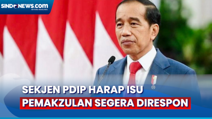 Ramai Isu Pemakzulan Jokowi, Sekjen PDIP: Kami Harap Segera Direspon ... Gibran dan Isu Pemakzulan, PDIP: Patuhi Konstitusi