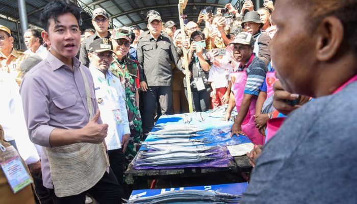 Gibran Menggunakan Noken Saat Kunjungan di Papua